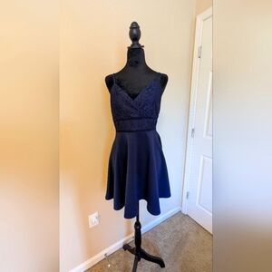 Blue Rain Midnight Blue Lace Mini Dress